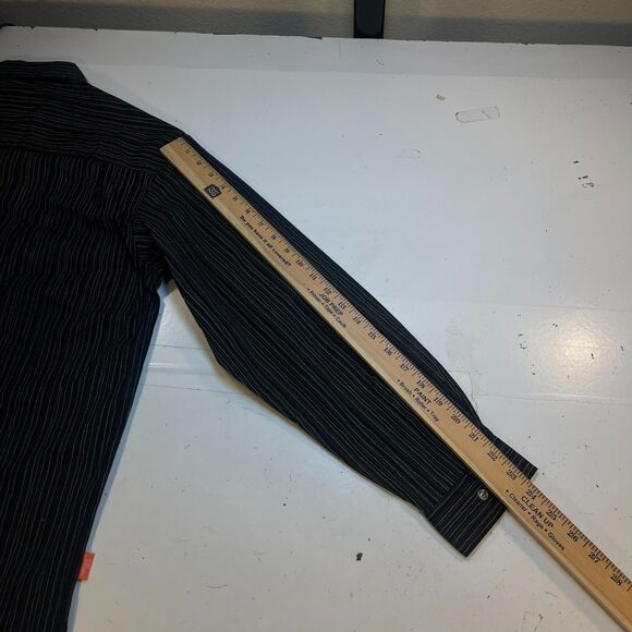 Versace Black and Gray Striped Casual Button Down Shirt - Picture 8 of 8